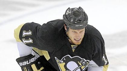 Jordan Staal grimaces as he makes his way off the ice after getting injured in the second period of Game 1 vs. Montreal Friday at Mellon Arena. Staal will not play today.