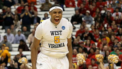 West Virginia's Kevin Jones celebrates in the second half.
