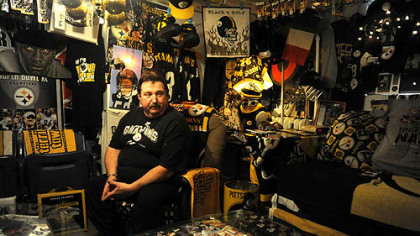 Dennis DeLuca of Carnegie is immersed in Steelers paraphernalia. More photos at post-gazette.com.
