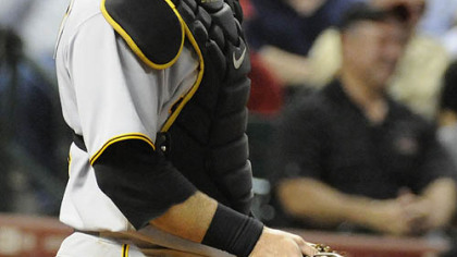 Milwaukee fans appear to realize right away that the Pirates' Ryan Doumit has hit a grand slam.