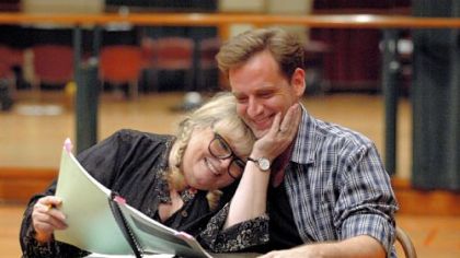 Sally Struthers receives encouragement from "Curtains" co-star Malcolm Gets, who loved "All in the Family."