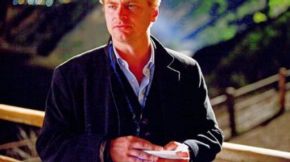 Director Christopher Nolan on the set of his latest film, "Inception."