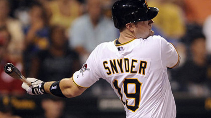 Chris Snyder gets his first hit as a Pirate in the second inning.