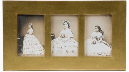 Photos of Mrs. Lincoln in her inaugural gown taken by Mathew Brady. These photos will be part of the auction.