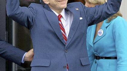Mr. Sestak is in a close race in today's Democratic primary with Sen. Arlen Specter, left, seen leaving the airport in New Cumberland, Pa.