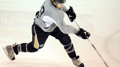 Penguins defenseman Carl Sneep works out during the team's development camp.