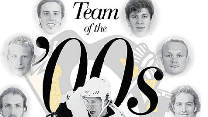 Clockwise from bottom, Sidney Crosby, Brooks Orpik, Jordan Staal, Marc-Andre Fleury, Evgeni Malkin, Sergei Gonchar and Ryan Malone.