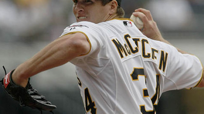 Pittsburgh starter Daniel McCutchen gave up six runs on eight hits in 3 2/3 innings.
