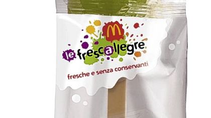The latest trend at McDonalds' Italy restaurants is the so-called kiwi-stick, fruit that can be eaten on-the-go as if it were an ice cream cone or lollipop.