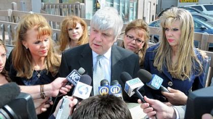 Jack Orie, surrounded by his sisters, left to right, Jane Orie, Judith E. Orie, Justice Joan Orie Melvin and Janine Orie.