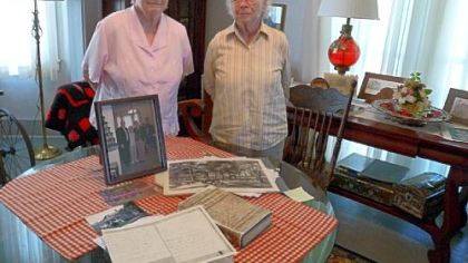 Sisters Margaret Kovachik, left, and Louise Frederick in the library of Andrew Carnegie's Braemar Cottage, where they grew up.
