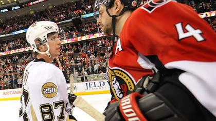 Penguins captain Sidney Crosby is familiar with Senators defenseman Chris Phillips.
