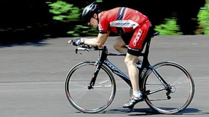 Steve Marlette of Regent Square, spins through the cycling track off Washington Boulevard that will be named in honor of Bud Harris.