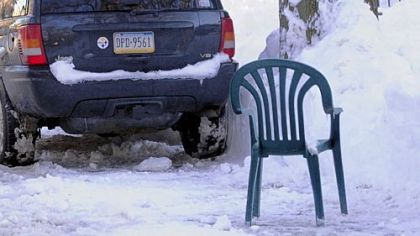 A chair on East End Street in Edgewood.