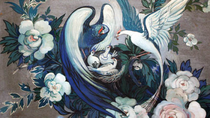 Nesting birds painting by Maxo Vanka.