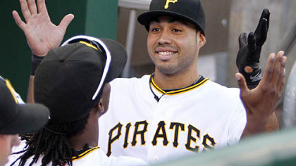 The Pirates' Pedro Alvarez, right, and Andrew McCutchen get ready to take the field.