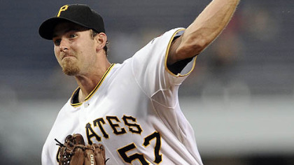 The Pirates' Zach Duke pitches.