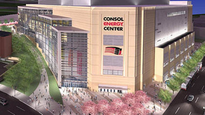 Consol Energy Center view from Fifth Avenue.