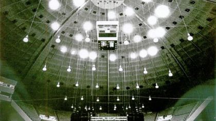 On Sept. 15, 1986, the ceiling of the Civic Arena dazzles as the stage is set for a concert.