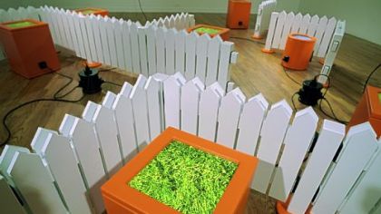 Detail of Jason Lee 's installation "Euthenic Set: Suburban Landscape" from his "Studies in Modern Euthenics" series.