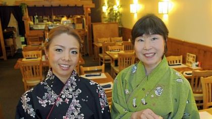 Naoko Fukada, left, and Jackie Yasuzawa show a sampling of Chaya's appetizers.