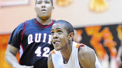 Beaver Falls' Sheldon Jeter drives past Aliquippa's Zackary Hooks for two of his 24 points last night.