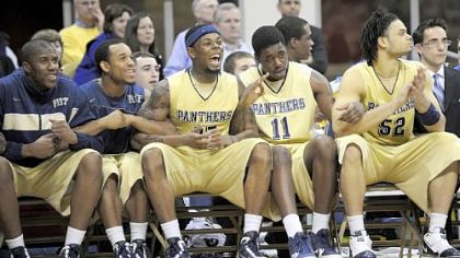 The Pitt bench starts to get antsy as Ashton Gibbs hits free throws late in the second half Sunday against Villanova.