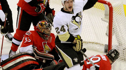 Penguins forward Matt Cooke a second period goal in Saturday's win at ScotiaBank Place in Ottawa.
