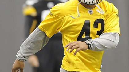 Steelers safety Troy Polamalu works out during at the team's facility on the South Side Wednesday.
