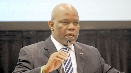 Willie Taylor, Regional Director of the Philadelphia office of the US Department of Commerce Economic Development Administration, talks at the 10th anniversary of Innovation Works.
