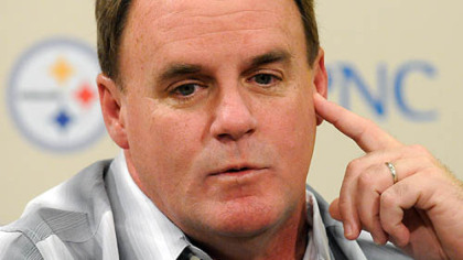 Steelers Director of Player Personnel Kevin Colbert talks about the upcomming NFL draft at a press conference Monday afternoon at the team's South Side headquarters.