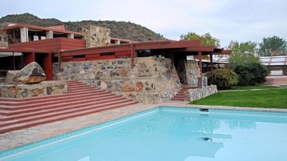 Frank Lloyd Wright built Taliesin West from stones, rocks and sand he collected from the desert and placed in wood forms with concrete.