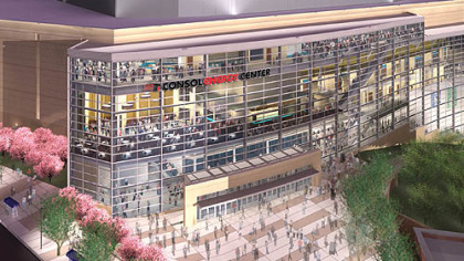 A rendering of the Consol Energy Center as viewed from Centre Avenue.