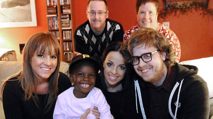 The McMutrie family in front from left Ali, 22, Fredo, 3, Jamie, 30, and Chad, 27, with Sam and Diane, back row, at their home in Ben Avon.