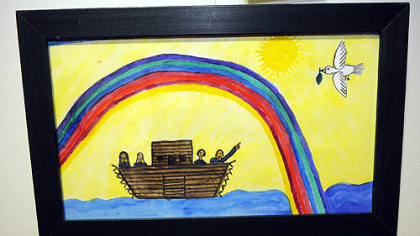John Edward's watercolor art, "Noah's Ark," at the 23rd annual Flowering of Insight art exhibit.