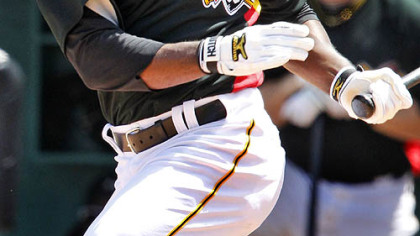 Pirates outfielder Andrew McCutchen watches his single off Astros pitcher Brandon Lyon in the fifth inning.