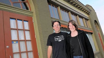 City stickers: Doug and Liza Cruze at Salt of the Earth,  the restaurant they're designing on Penn Avenue.