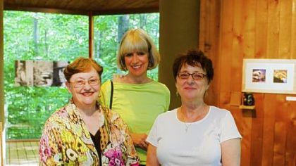 Associated Artists of Pittsburgh Centennial Exhibitions co-chair Jane Ogren, left, director of Fallingwater Lynda Waggoner, and Associated Artists of Pittsburgh vice president and Centennial Exhibitions co-chair Susan Sparks.