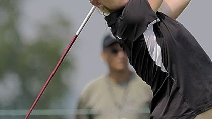 Kelli Shean hits off the 18th tee during the first round of the U.S. Women's Open at Oakmont Country Club Thursday.