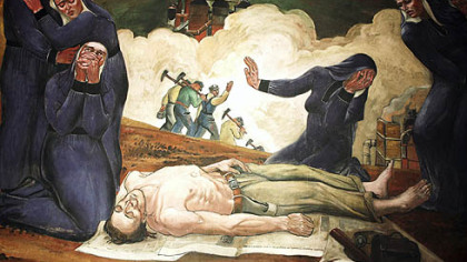 "Immigrant Mothers Raise their Sons for American Industry," among 22 murals painted in 1937 and 1941 by Maxo Vanka in St. Nicholas Croatian Catholic Church, Millvale, was inspired by an actual Western Pennsylvania mining accident.