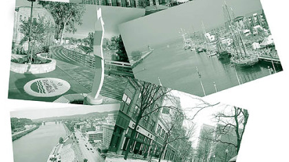 Clockwise from top:  Old State Capitol Building in Springfield, Ill.; Kenosha, Wisc.;  the downtown business district of Canton, Ohio; Riverfront Park, Charleston, W.Va.; 
RiverWalk, Elkhart, Ind.