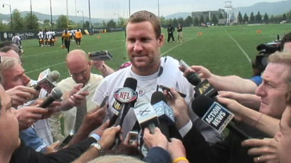 Steelers quarterback, Ben Roethlisberger talks to the media at the Steelers' South Side facility Thursday.