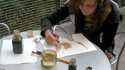 Kimi Hanauer, a junior at Pittsburgh CAPA 6-12, worked with artist Alberto Almarza to develop her painting and drawing skills during the AAP mentoring program.