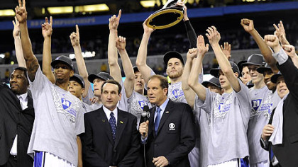Duke celebrates after defeating Butler.