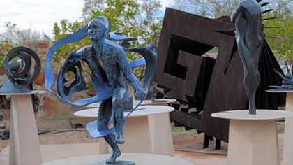 A garden of sculpture by Heloise Crista decorates Taliesin West in Scottsdale. This cast-bronze piece (1996)  is entitled "Alchemy."
