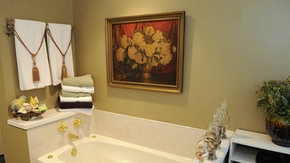 The master bathroom has a new tub.