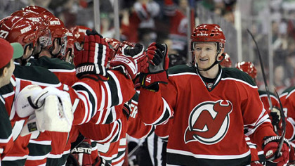 Former Devils defenseman Paul Martin celebrates a goal against the Penguins last season. The Penguins came to an agreement with Martin today.