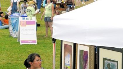 When a band was on the Arts Festival main stage, it was difficult to have a conversation with artists in the crafts booths in Point State Park.