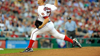 Nationals pitcher Stephen Strasburg struck out 14 batters in Tuesday's game at Nationals Park in Washington.