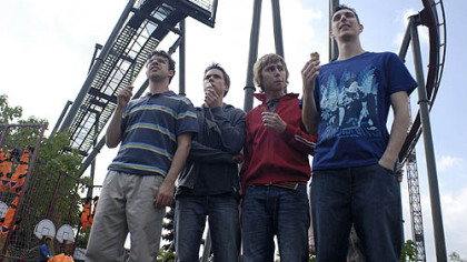The Inbetweeners - Simon Bird, Joe Thomas, James Buckley and Blake Harrison in "The Inbetweeners."